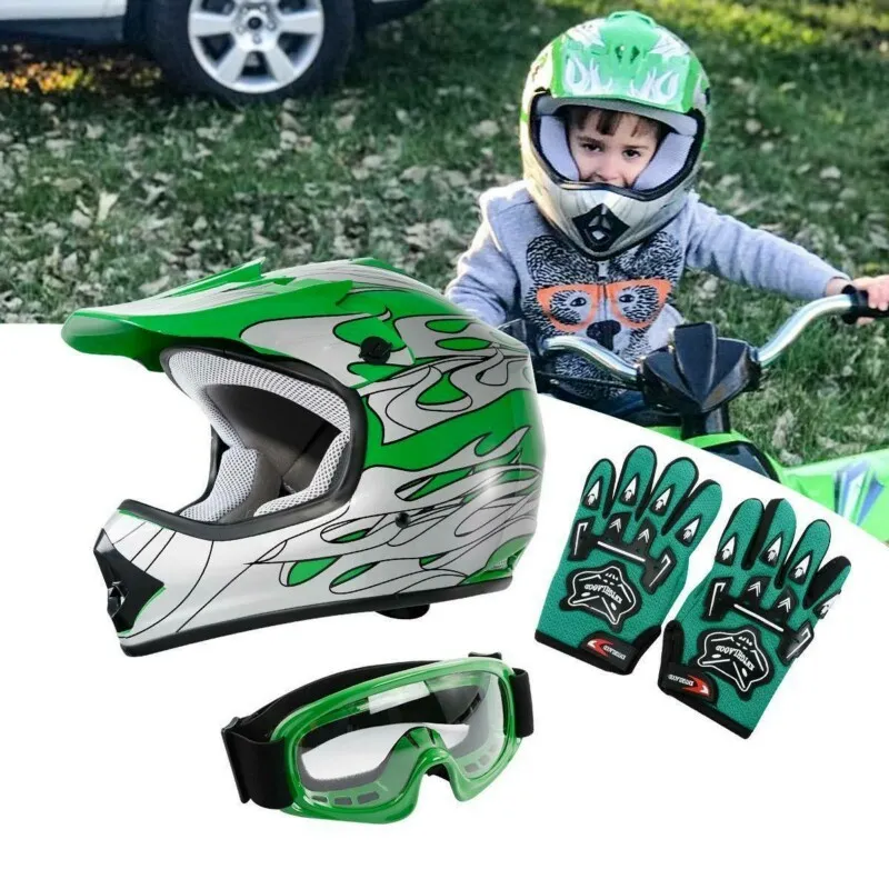 ドットオートバイの若者の子供の子供のヘルメットフルフェイスモトクロスCasco MotoオフロードストリートゴーグルグローブバイクヘルメットATVコンデンサ