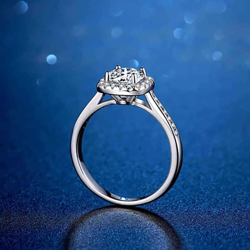 Jeu d'anneau de fiançailles de fiançailles en argent sterling de diamant de diamants de crise de couleur de luxe