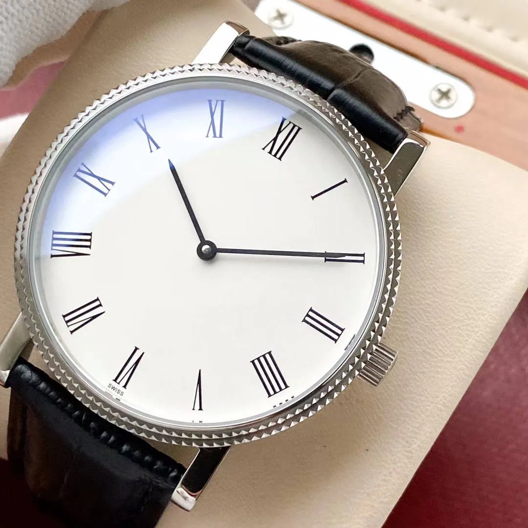 Relógios de couro relógio mecânico automático masculino luxuoso à prova d'água ultrafino mostrador grande clássico business304e