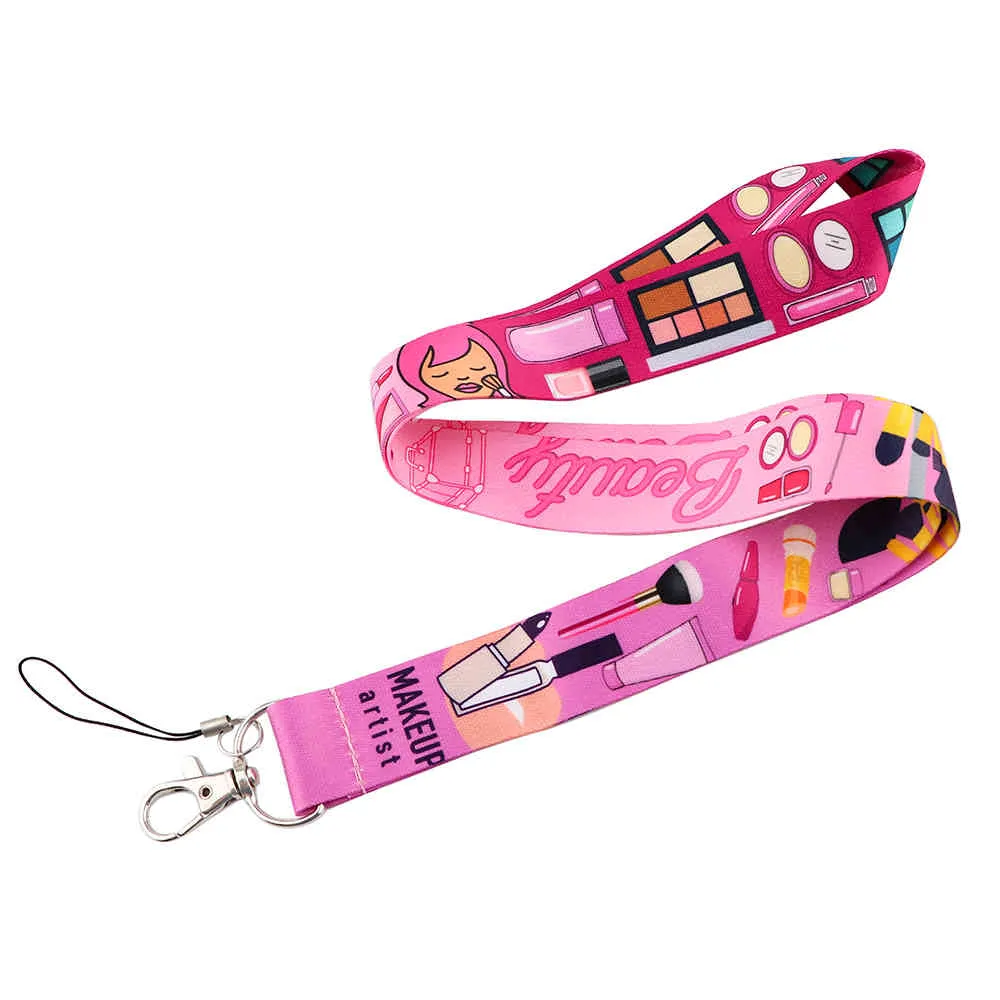 10 sztuk / partia J2840 Cartoon Cosmetics Keychain Keys Odznaka Komórka Telefon Line Smycz z Holder Holder Cover for Makeup Artist