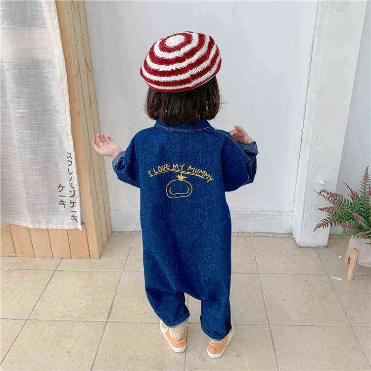 Kinder Kleidung Overall Herbst Jungen Mädchen Casual Brief Werkzeug Denim Baby Kinder Kleidung Japanes Koreanische Stil 1-7 Y 211101