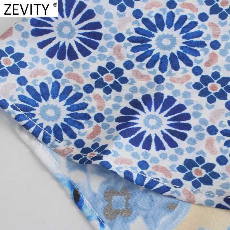 ZEVITY Kadınlar Vintage Bez Patchwork Çiçek Baskı Düğümlü Salong Etek Faldas Mujer Kadın Yan Fermuar Chic Ince Vestidos Qun793 210629