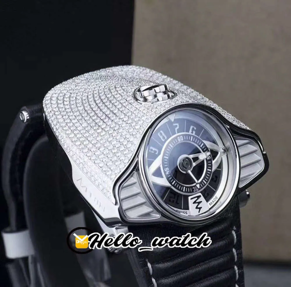 Nouveau AZIMUTH Gran Turismo 4 Variantes SP SS GT N001 Diamants complets Miyota Montre automatique pour homme Cadran argenté noir Montres en cuir Hell2465