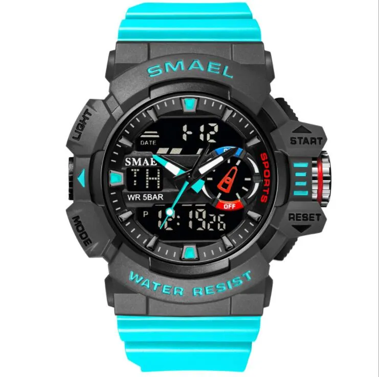 Podwójne zegarki Smael 8043 Lumowinous Sports Casual Outdoor Student Męski zegarek elektroniczny RELOJ HOMBRE WRISTWATCH 50M Waterproo309y