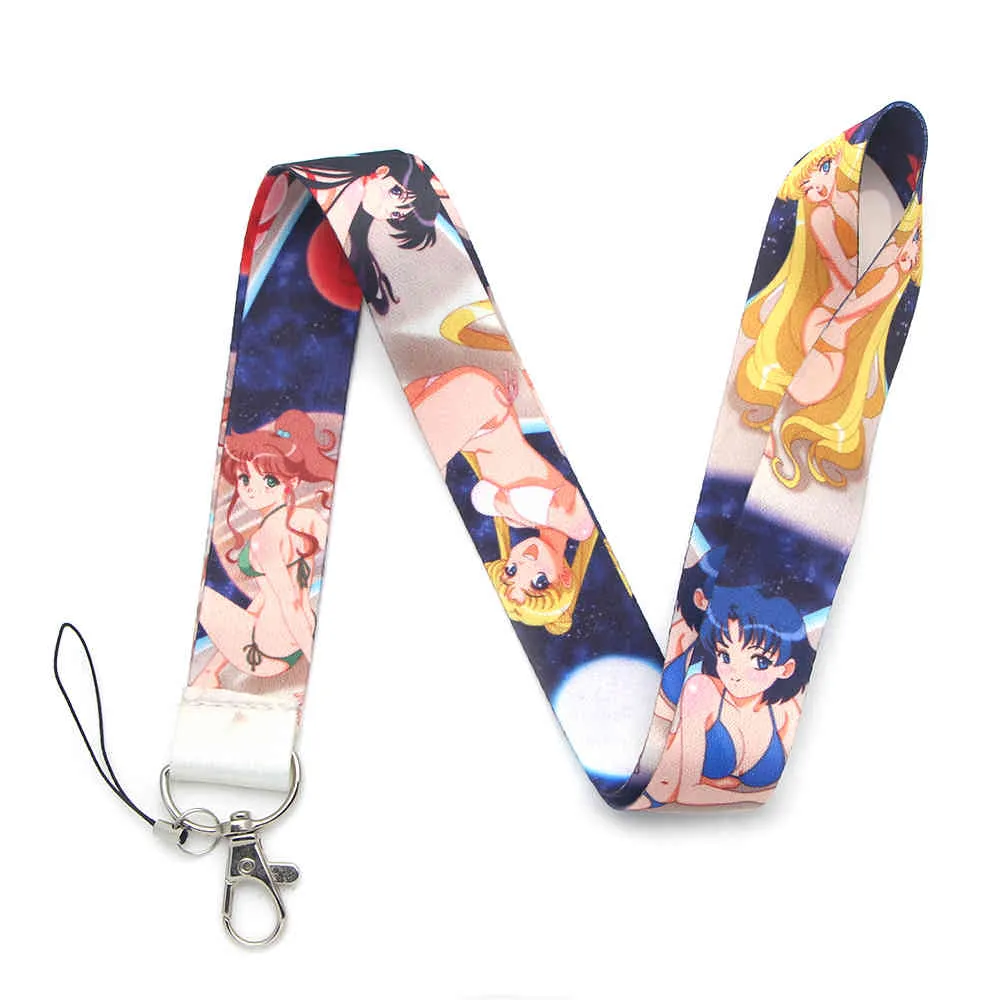 J2504 Anime imprimé lanière sangle pour téléphone s dessin animé lanières ID Badge avec porte-clés