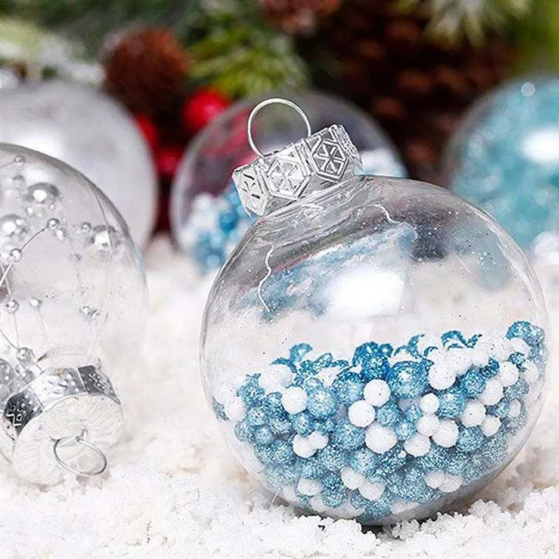 24/natal natal árvore bola decoração pendurado bolas adornamment malha transparente 6cm ornamento 211018