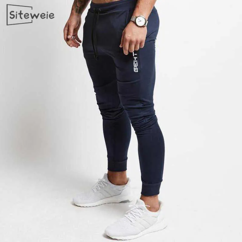 SitesiWeie Spor Spor Pantolon Erkekler Spor Salonları Sıska Sweatpants Açık Pamuk Parça Pantolon Alt Jogger Egzersiz Pantolon L244 210702