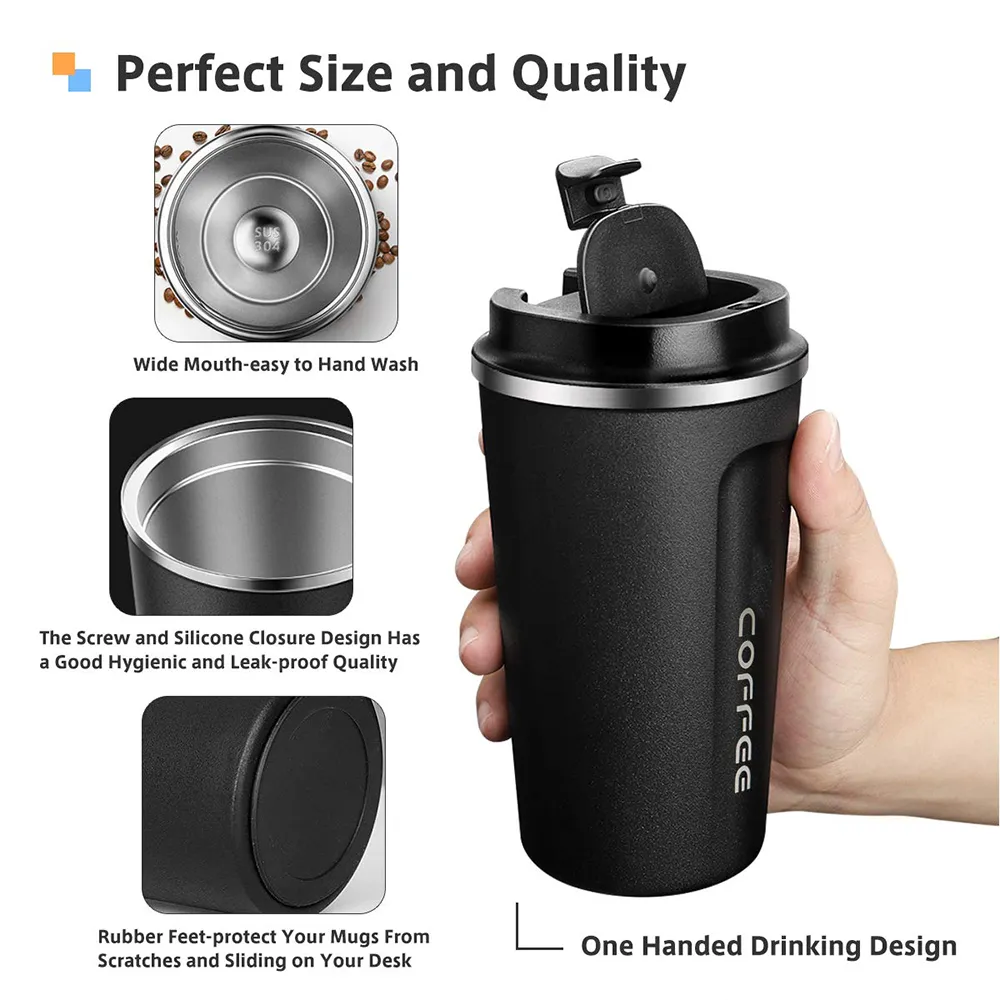 Tasse thermique de bière avec couvercle, tasse à café, bouteille isotherme, gobelet en acier inoxydable, flacon sous vide Portable pour voiture, verres anti-fuite