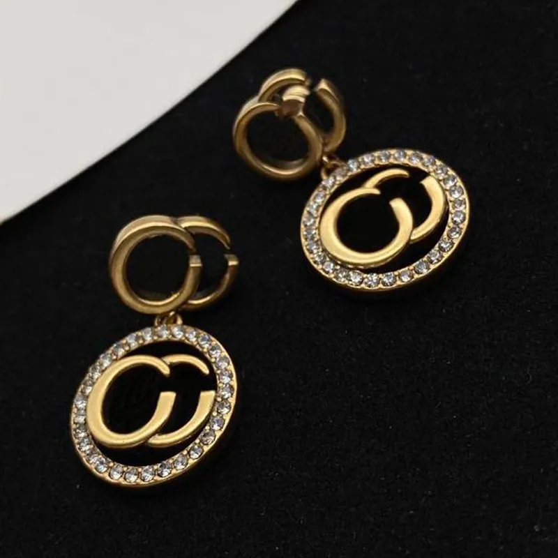 Модные золотые алмазные серьги Дизайнер Классическая Серьга для женщин -любителей свадеб любителей вечеринок