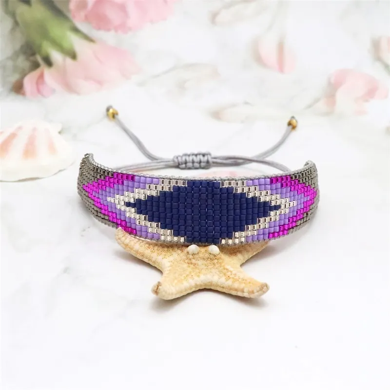 Zhongvi Moda Meksyk Para Pulseras Jewellery 2021 Przyjaźń Bransoletki Miyuki Evil Eye Bransoletka Boho Handmade Biżuteria Prezent