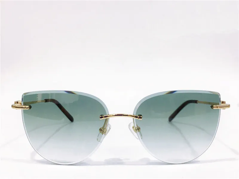 Verkoop van fashion design zonnebrillen 0003RS frameloos cat-eye montuur metalen tempel eenvoudige avant-gardistische stijl uv400 bescherming eyewear210B