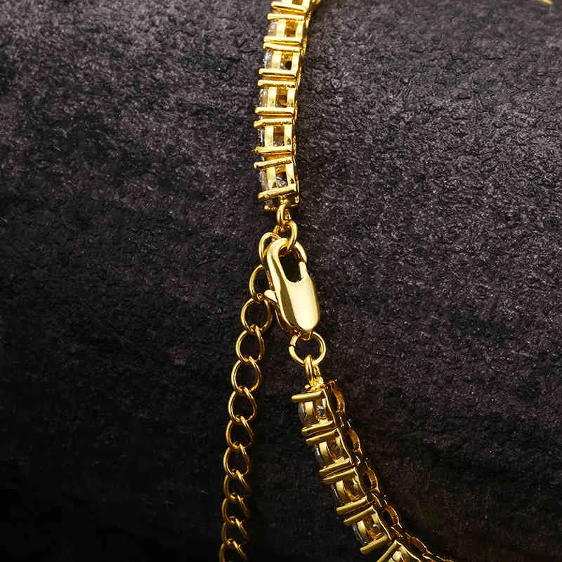 BOEYCJR Punk AAA Zircon 4mm chaîne de Tennis cheville pour les femmes tendance alliage bracelets de cheville pied Bracelet bijoux de mode