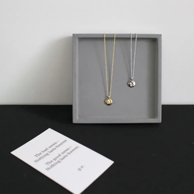 High Polished Luxury Gold Plated Sterling Silver Flat Round Disc Pendant Necklace 2021 Newest Design 925 Mini Round Necklace1859891