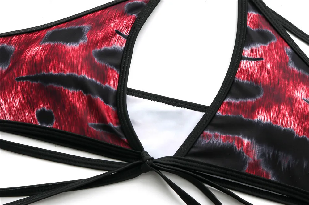 Mode Neckholder dreiteilige Badeanzüge mit gerafftem Rock Tie Dye Print Bikini Set Cover Up Bademode Frauen Sommer Strand 210520