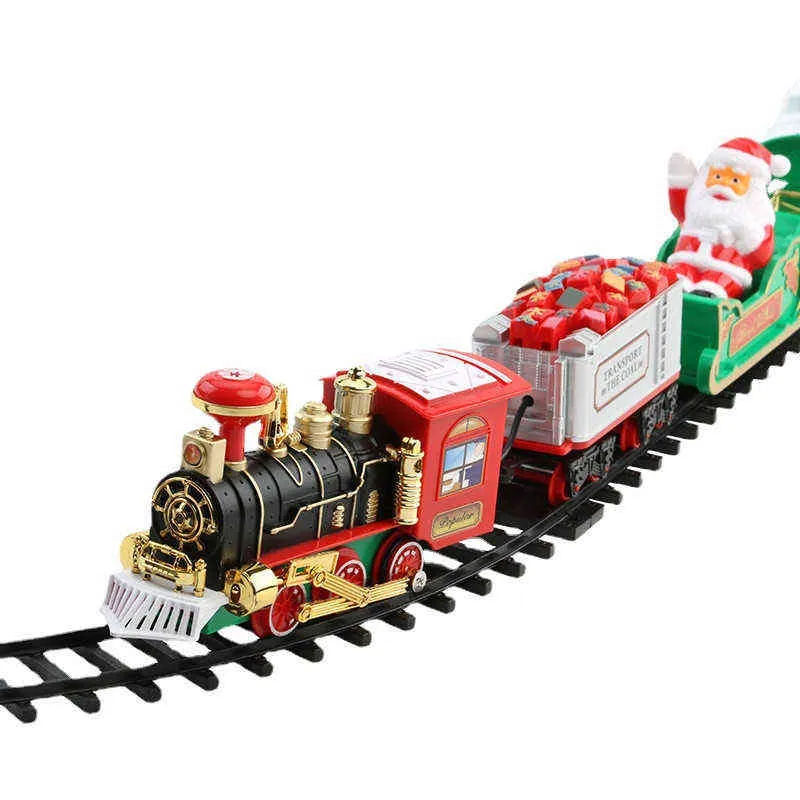 Christmas Electric Rail Car Train Toys Christmas Tree Decoration Train Track Frame Railway Car with Sound&Light Christmas Gifts H1112