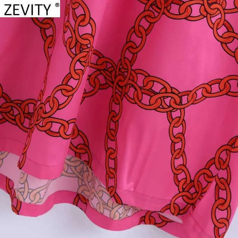Zevity Donne Vintage Catena di Stampa Casual Allentato Dritto Midi Vestito Femminile Chic Manica A Pipistrello Marca Kimono Vestido DS8117 210603