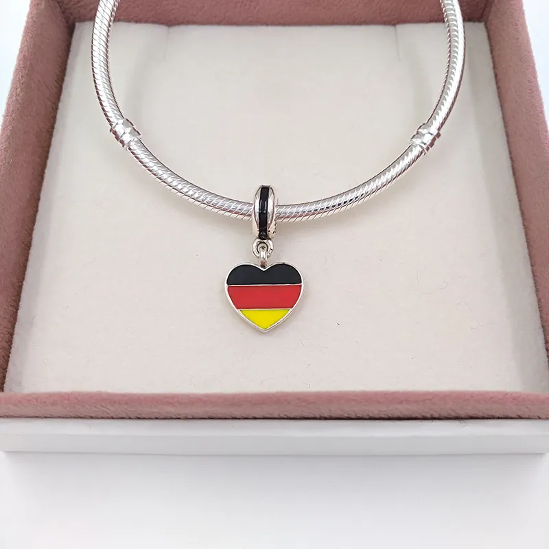 charms pearl beads for jewelry making GERMANY HEART FLAG pandora 925 silver hand bracelet women men bangle chain bead set necklace pendant birthday gifts 791545ENMX