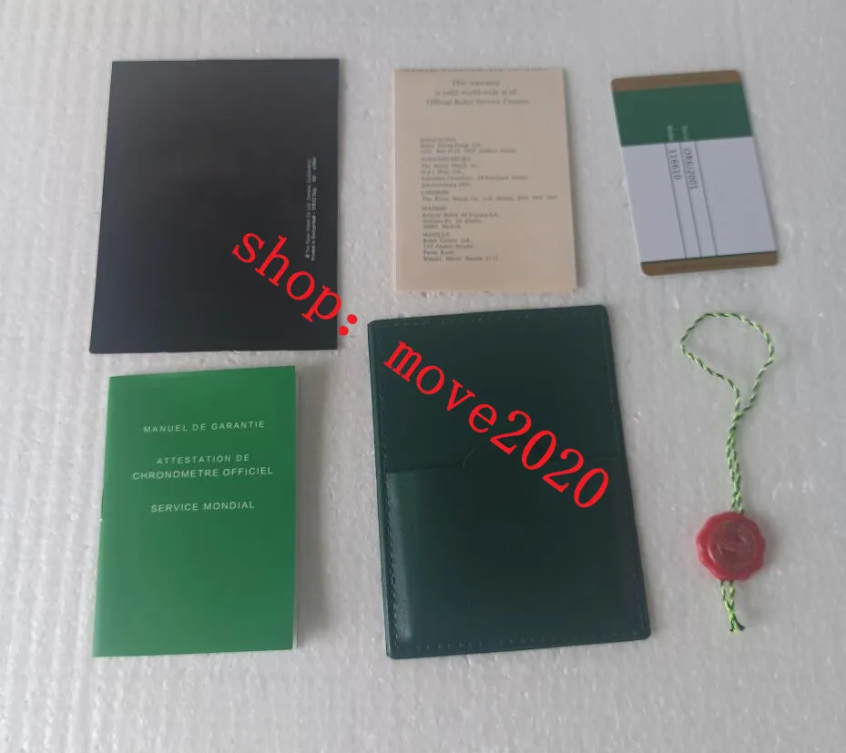 move2020 Top Lux ury Watches Green Boxes Papers Gift Leather bag Card 0 8KG For Watch Box 0092112