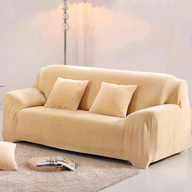 Плюшевые серые оболочки дивана для гостиной простирают эластичные толстые чепушки домашние животные кресла крышка диван полотенце мебельный протектор 1 шт. 211102