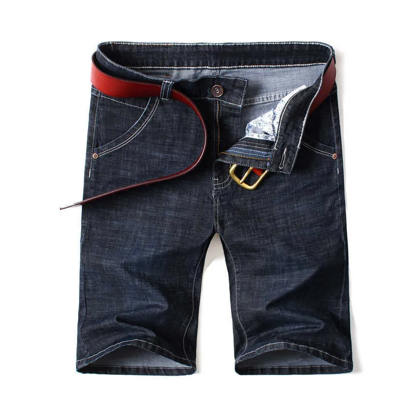 Jeans da uomo in denim blu elasticizzato estivo da uomo corti uomo Jean Shorts Pantaloni taglie forti 42 44 210723