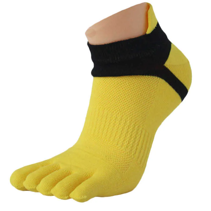 Comfortable Men's Socks Mesh Meias Sports Five Finger Toe Socks Casual Anti-Bacterial Deodorant Cotton Solid Sock X0710