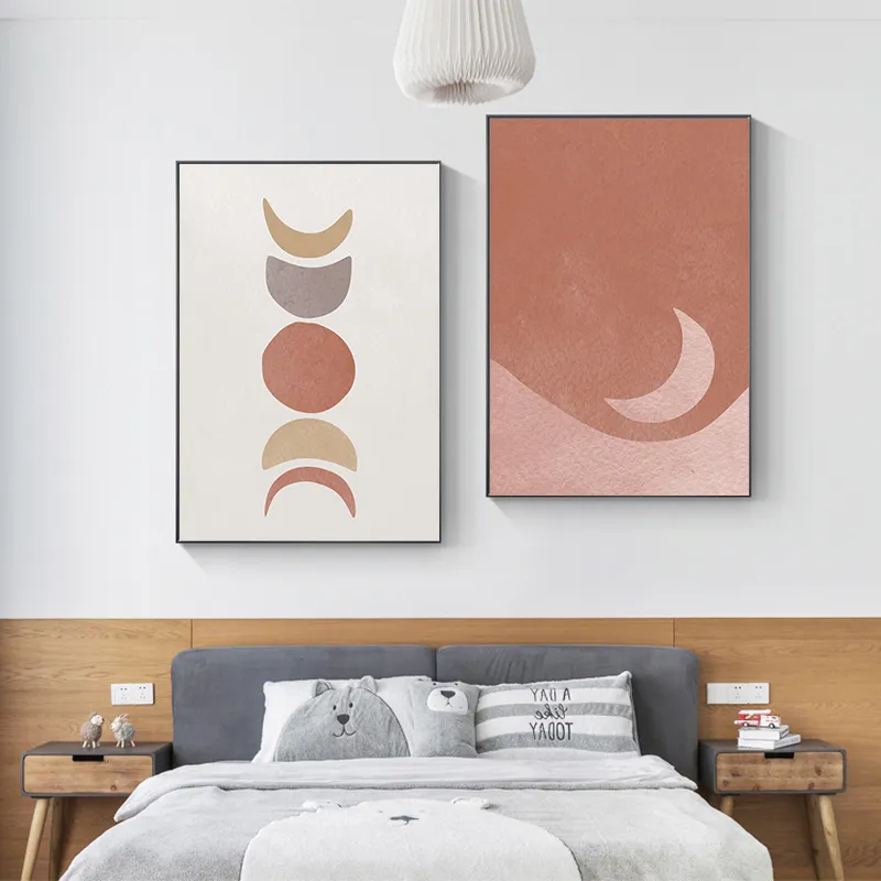Affiche de Style nordique, décorations minimalistes, peinture sur toile, soleil et lune, Art mural abstrait imprimé Cuadros, décoration de maison pour salon