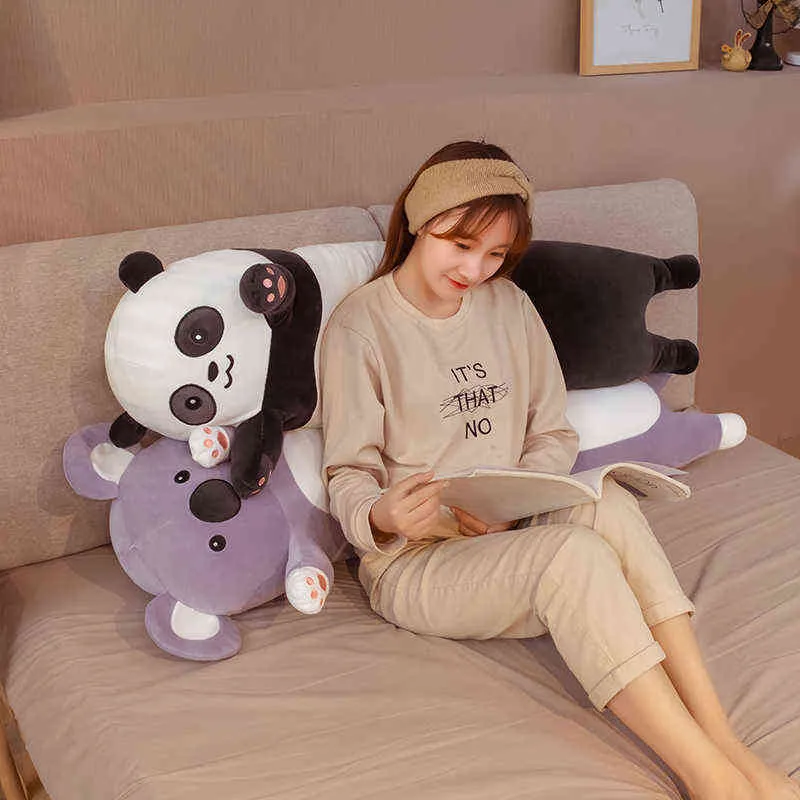 Long Giant Panda Plush Toy Cylidrical Animal Bolster Pillow Koala Bear fylld Plushie 70130cm Barn Sovfänner gåva AA22972198