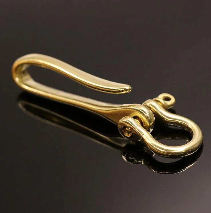 Porte-clés en cuivre en laiton en forme de U Fob ceinture crochet clip hommes métal or 3 taille porte-clés anneau joint connecter porte-boucle accessoire 3119
