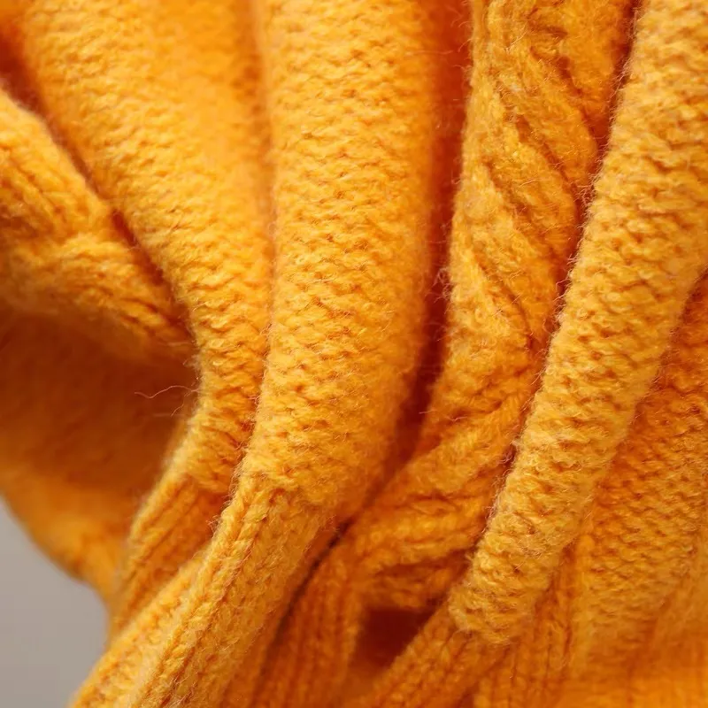 Pulls et pulls en tricot d'hiver pour femmes pulls surdimensionnés jaune rose vêtements d'extérieur coréens longs tricotés hauts femme 210430
