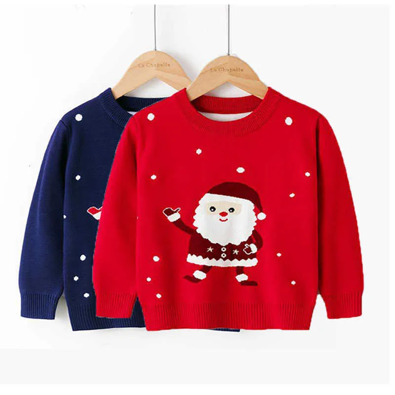 Autumn Baby Boys Girl Sweaters Kids Christmas Sweater Knit Warm Pullover Children High Quality Tops Winter Knitwear Clothes 3-8Y Y1024