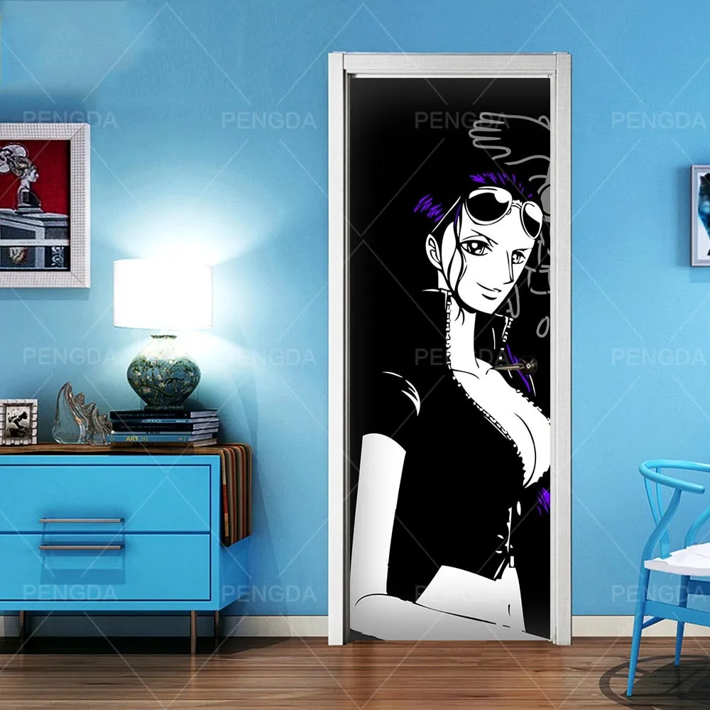 문 스티커 DIY 혁신 자기 접착 키즈 룸 원피스 애니메이션 벽화 방수 인쇄 데칼 그림 새로운 홈 장식 디자인 210317