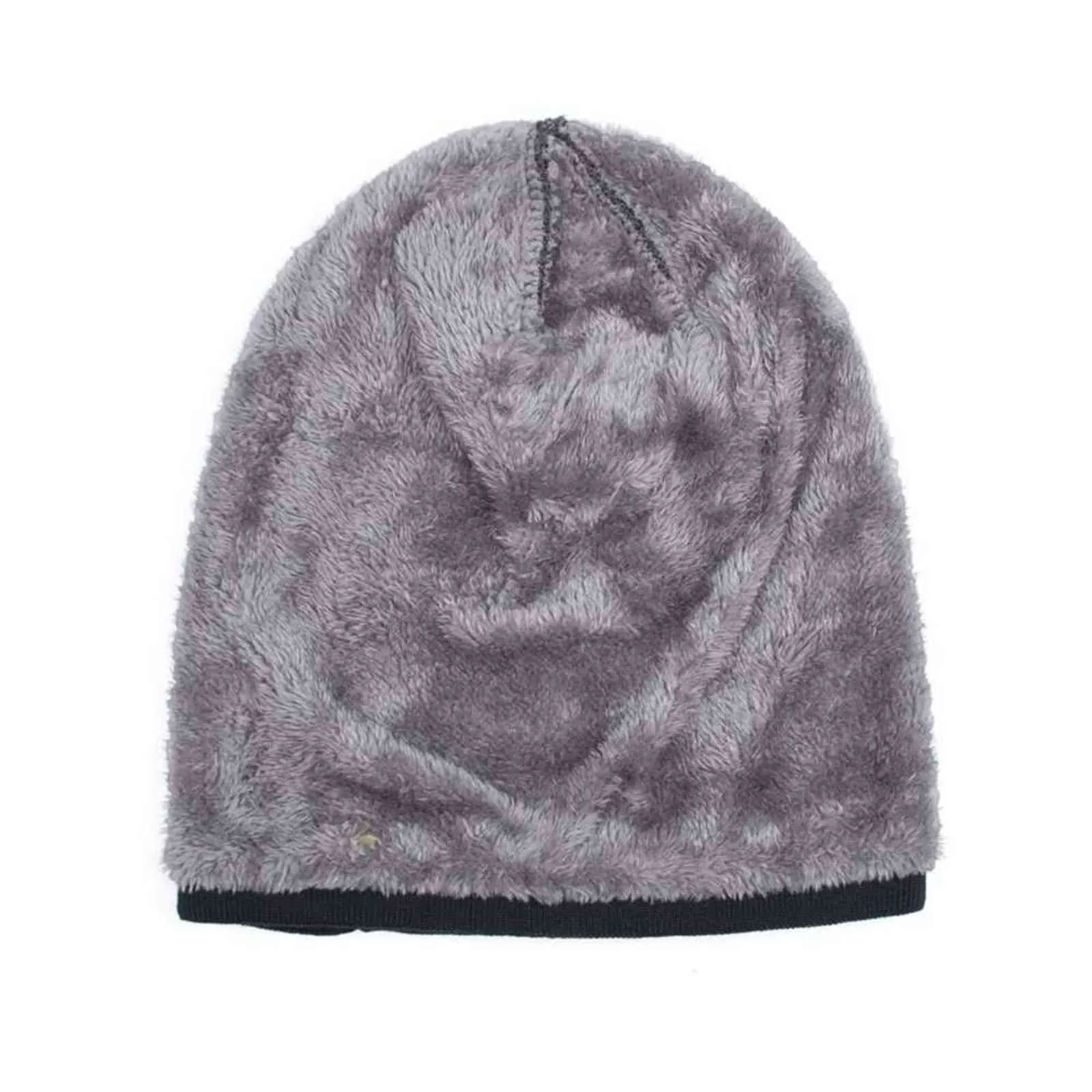 Casual Fleece Fored Espesso Baggy Homens Beanie Chapéu Crânio Tampão Inverno Chapéu Quente Cabo Chapéu Y21111