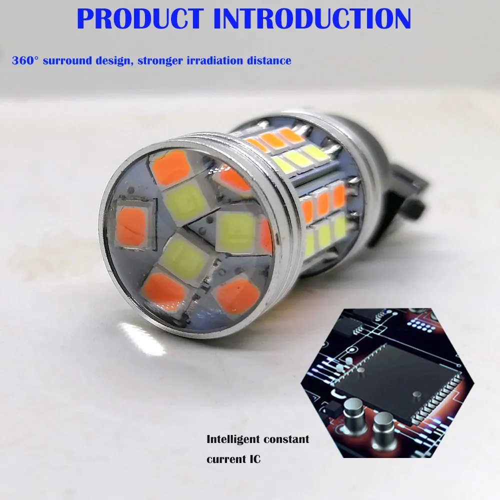 T25 3157 1157 7443 żarówka LED kierunkowskaz samochodu hamulec podwójny kolor światła 45SMD 2835LED Auto jazdy lampa kierunkowskazu 12V biały żółty