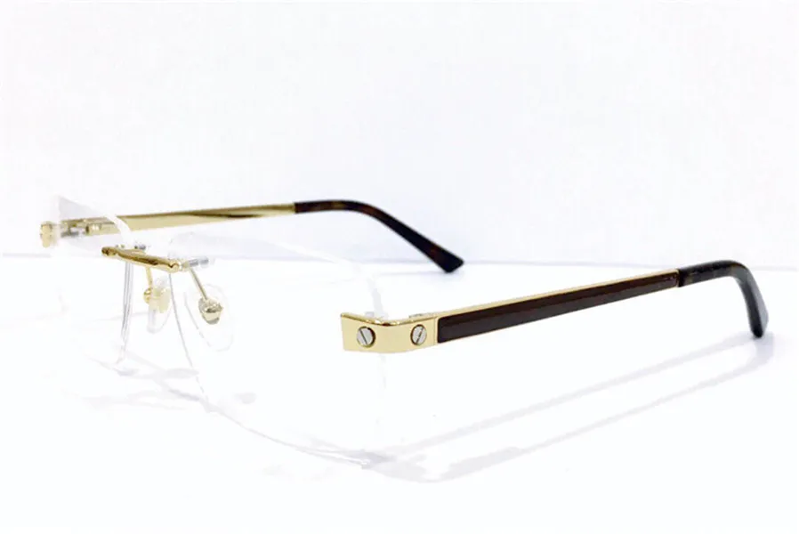 Novo design de moda óculos ópticos 0105 moldura quadrada sem aro lente transparente clássico simples e estilo de negócios eyewear261H