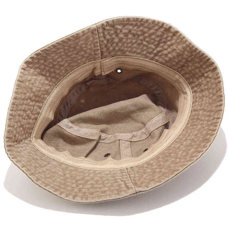 2021 New Fisherman Hat Panama Denim Bucket Hats Outdoor Men Women Washed Cotton Bucket Cap Fashion Hip Hop Gorros Bob Hat Y220301
