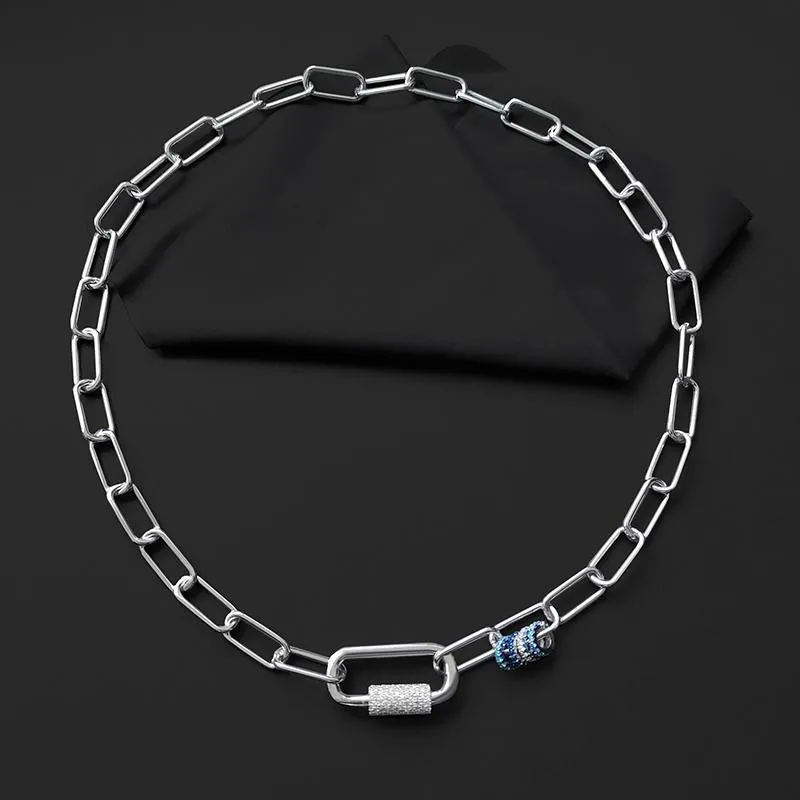 Łańcuchy s925 srebrny niebieski kompas kotwica zakotwiczenie Naszyjnik moda osobowość High-end-end biżuteria podarunki biżuterii 267z