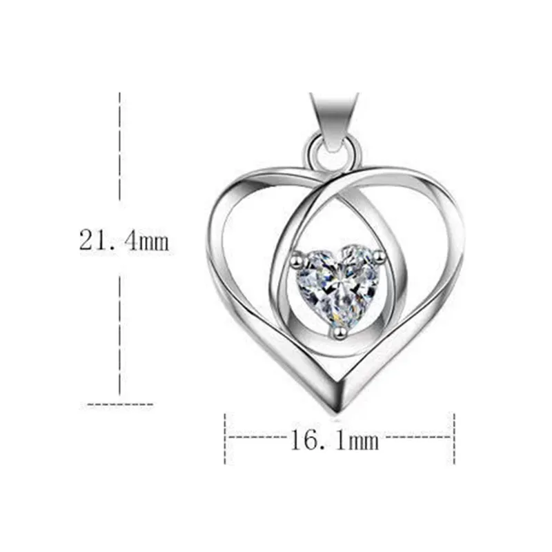 Heart Design Necklaces S925 Sliver Forever Love Jewelry for Women Mother Girlfriend Wife without Gift Box ottie235x