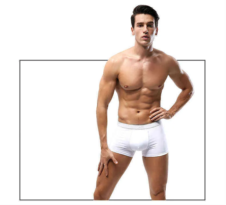 Boxer Men Underwear White Cotton Boxershorts U Pouch Panties Men Sexy Underpants Male Youth Underware Plus Size 4XL 5XL H1214