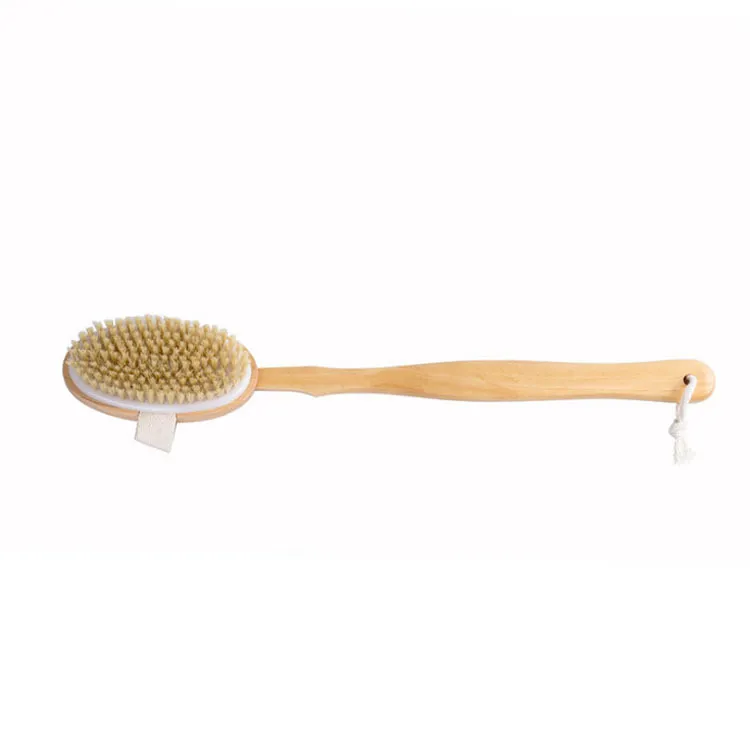 Pincéis de chuveiro de maçaneta de madeira longos destacáveis com cerdas macias e rígidas esfoliando a cabeça da pele para escova molhada ou seca CLEA5402487