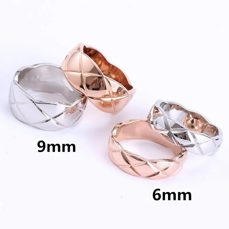 Titanium Steel Gold Silver Rosy Love Ring Men and Women Anneaux de losange pour les amoureux de la mode Couple de couple 3 Couleur taille5115852537