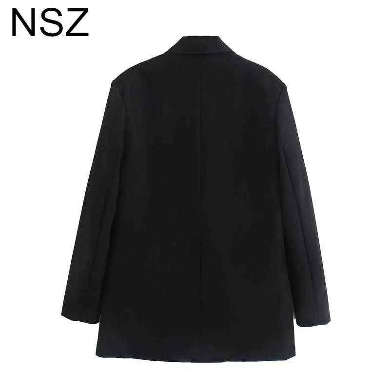 NSZ femmes surdimensionné noir Blazer grande taille travail bureau d'affaires dames costume veste manteau formel vêtements d'extérieur automne 211122