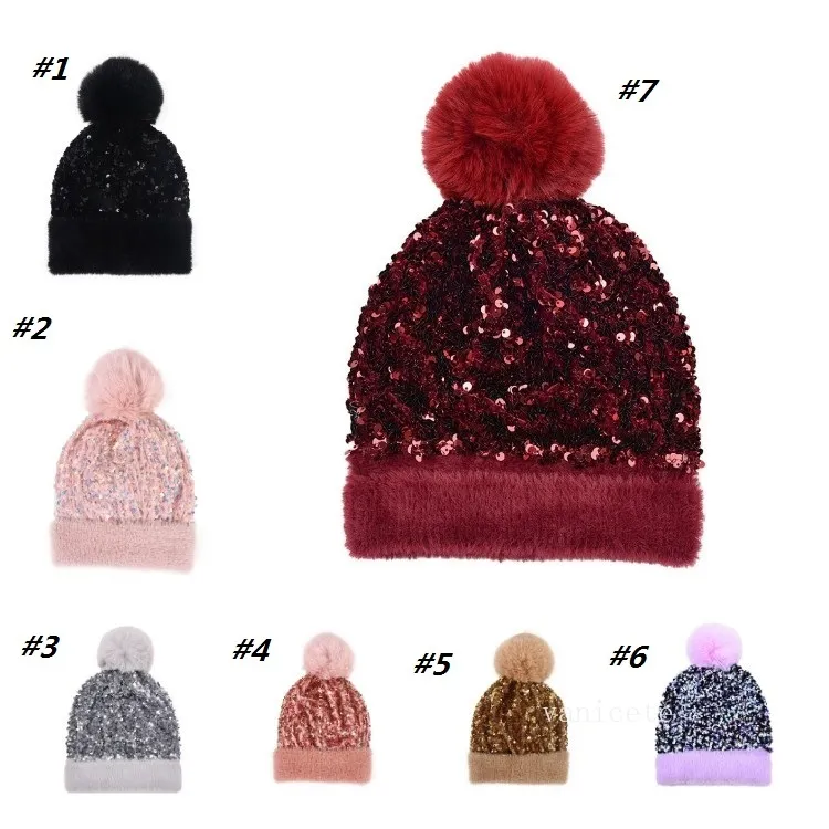 Party Hats Winter Plus Cekiny Kapelusze Dzianiny Dla Kobiet Czapka Czapka Unisex Elastyczna Ciepła Hip Hop Cap Miękka Baggy Bonnet T2I53269