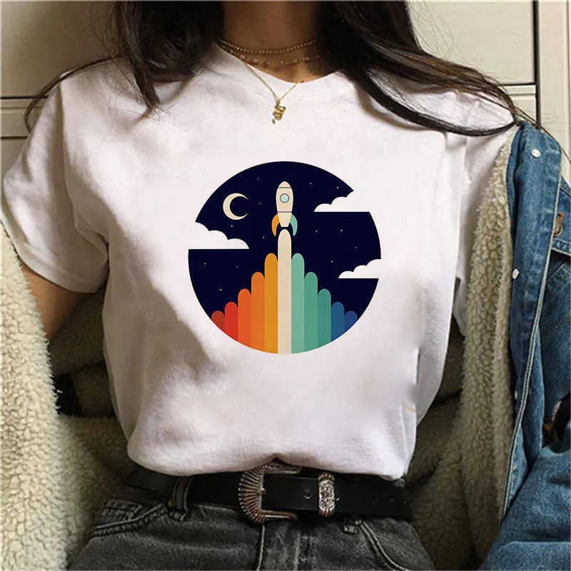 Viciado em viagens Camisetas Mulheres Fique Selvagem Carta Imprimir Engraçado Gráfico Tees Mulheres Moda Suave Casual Branco Camisetas Tops X0527