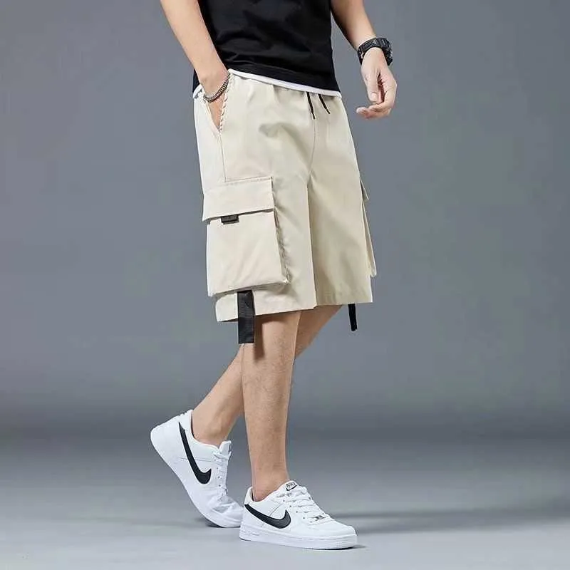 Summer Casual Shorts Men Pockets Black Cargo Pants for Male Fashion Daily Sport Streetwear Techwear Army Beach 210714