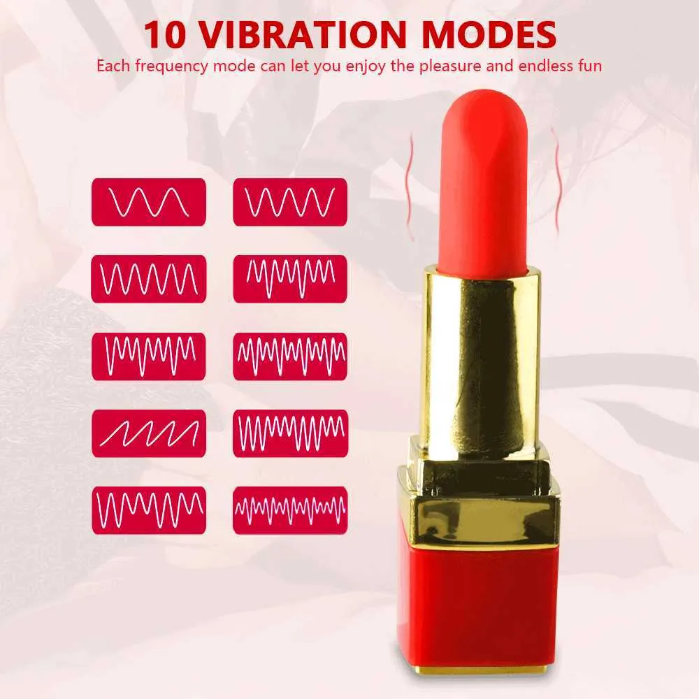 10 Vitesses Mini Rouge À Lèvres Boules Vaginales Bullet Vibrateur Oeufs Clitoris Stimulateur Massage Érotique Sex Toys pour Femmes Adultes Produits P0822