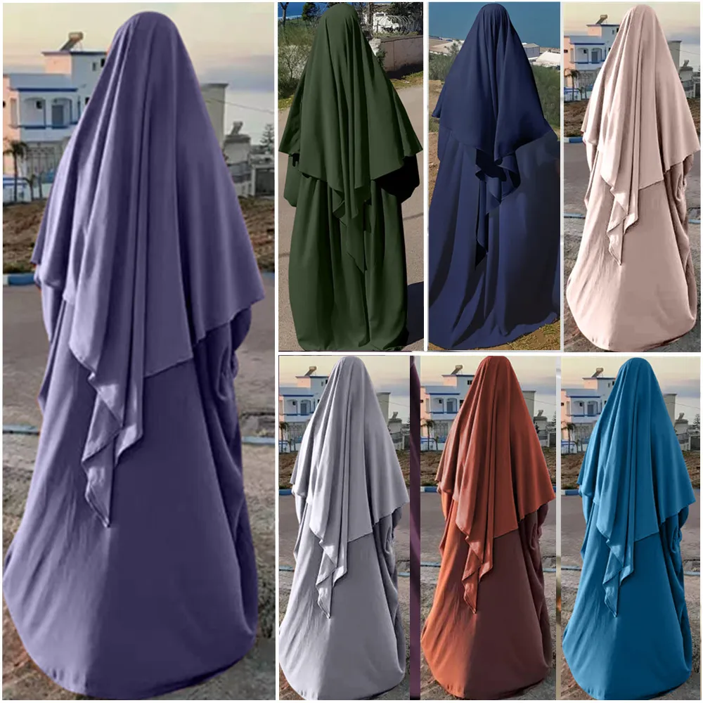Ramadan muzułmanin długi Khimar kobiety hidżab Drs okładka modlitwa odzież z kapturem Jilbab Abaya Islam odzież nikab Djellaba Femme248J