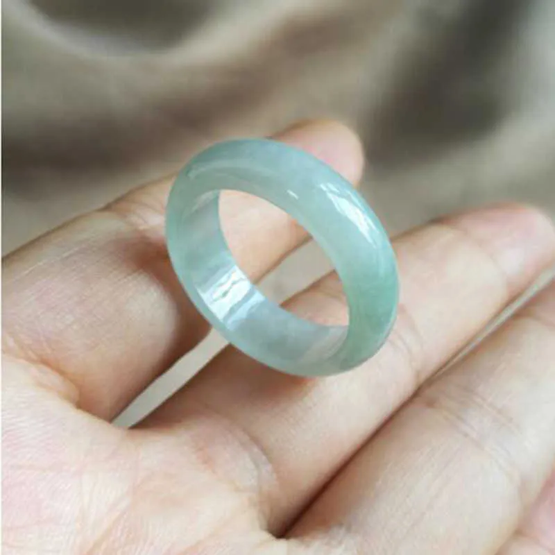 Hele Hoge Kwaliteit Natuurlijke Birma Jade Ijs Ring Sieraden Lucky Bezweren boze geesten Gunstige Amulet Jade Ring Fijne Sieraden Y0281w