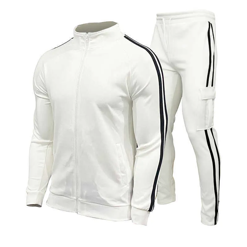 Dragkedja Tracksuit Men Set Sporting Sweatsuit Men Clothes Printed Hooded Hoodies Jacket Pants Track Suits Man Size M-XXL 210924