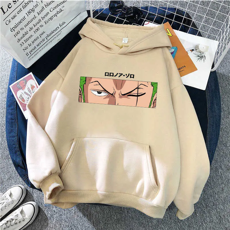 Roronoa Zoro Baskı Hoodies Erkekler Bir Parça Anime Sweatshirt Hooded 2021 Yeni Marka Erkek Kadın Polar Sıcak Kapşonlu Cepler Sokak Giyim H4916541