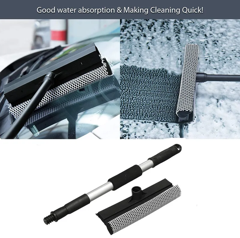 Car Window Cleaning Brush Windshield Scraper Wiper With Detachable Long Handle Rubber Squeegee And Cleaner Sponge